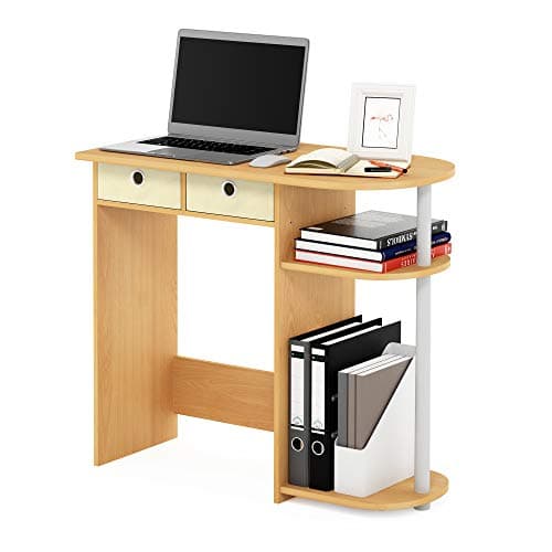 Image of Furinno Go Green Home Laptop Notebook Computer Desk, Study Desk, Writing Desk, Beech/Ivory/White