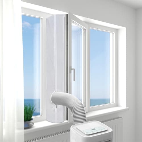 Image of Bonnlo Air Conditioner Window Kit, 400cm Portable Universal Window Seal Kit for Mobile AC Unit and Tumble Dryer, Hot Air Stop Air Exchange Guards, No Drilling with Zip