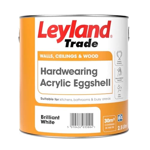 Image of Leyland Trade Acrylic Eggshell Paint - Brilliant White 2.5L