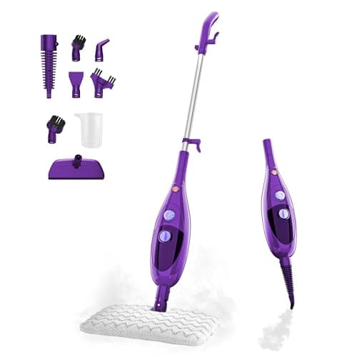 Image of Steam Mop,12 in 1 Steam Cleaner for Home,15s Fast Heat-Up Steam Mops for Floor Cleaning with 180° Adjustable Mop Head,Detachable Handheld Steamer for Hardwood,Tile,Carpet, Clothes,Window (Purple)