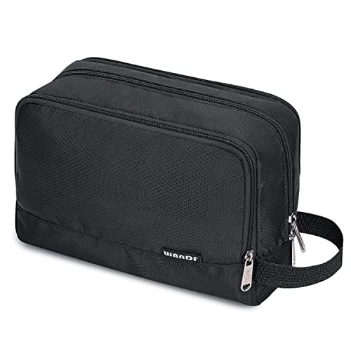 Image of WANDF Toiletry Bag Water-Resistant Nylon Travel Wash Bag Lightweight Dopp Kit for Men and Women(A-Pure Black)