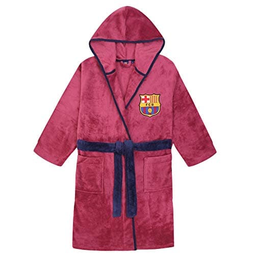 Image of FC Barcelona Official Football Boys Fleece Dressing Gown Red 7-8 Years