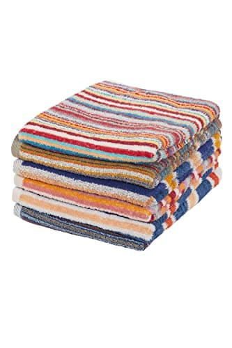 Image of Olivia Rocco Pack Of 6 Stripe Towels Easy Care 100% Cotton Colourful Absorbent And Quick Dry Hand Towels Bath Sheets Holiday Gym Beach (6 x Hand Towels)