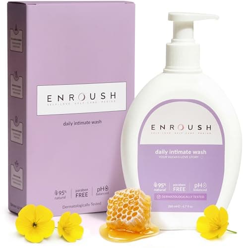 Image of ENROUSH Intimate Wash for Women | 95% Natural, pH-Balanced Feminine Wash | Soothing Daily Cleanser for Sensitive Skin with Propolis, Neem & Tribulus | Dermatologist & Gynecologist Approved, 200 ml