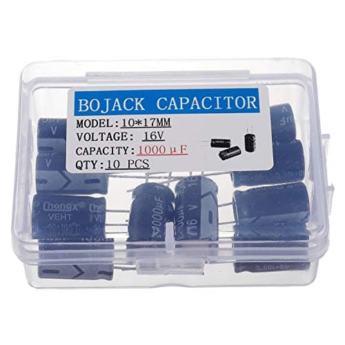 Image of BOJACK 1000uF 16V 10X17mm Capacitors 1000 MFD 16 Volt 0.39x0.67 Inch ±20% Aluminum Electrolytic Capacitors(Pack of 10 Pcs)