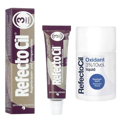Image of RafectoCil Cream Hair Dye Brown No. 3 (15ml) & RafectoCil Oxidant Developer Liquid 3% 10 Vol (100ml) – Professional Eyebrow & Eyelash Tint Kit – Long-Lasting Color, Gentle Formula