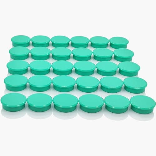 Image of PYJLBX Small Round Fridge Magnets - 30 Pack Green Strong Mini Round Craft Magnets for Whiteboards, Notice Boards, Office Organisation, School & Classroom Supplies, Cute Decorative Magnets for Adult