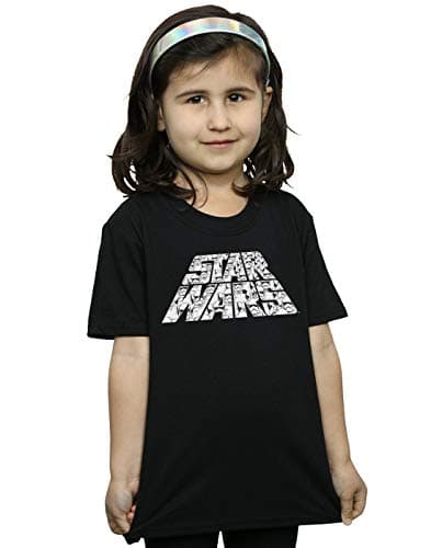 Image of Star Wars The Rise of Skywalker Trooper Filled Logo Girls T-Shirt Black 7-8 Years