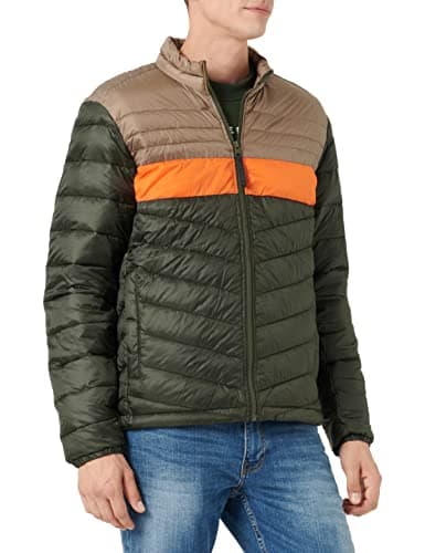 Image of JACK & JONES Mens Puffer Jacket Full Zip Long Sleeve Quilted Padded Puffer Jacket for Men, Green Colour, Size- M
