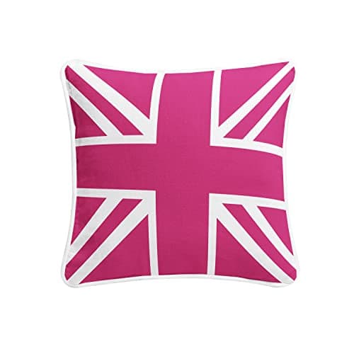 Image of AR Union Jack Tapestry British United Kingdom Flag Cushion Cover Color Fuschia Size 18"x18"