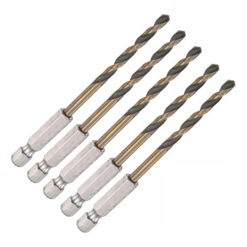 Image of ROWORKX 5Pcs 4mm Twist Drill Bit – 1/4 Inch Hex Shank HSS Drill Bits – Spiral Flute 135° Split Point Bits for Wood Plastic Aluminium and Thin Metal