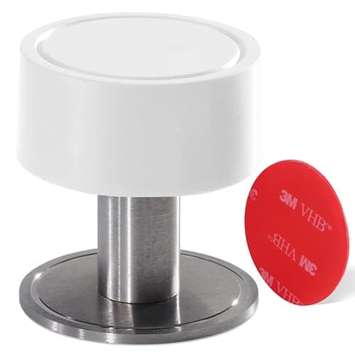 Image of Door Stop - 1 Pack, Door Stoppers for Floor with Noise Dampening Rubber, 2-in-1 Self Adhesive Door stoppers for skirtings with 3M VHB or Screws, Wall Mounted Door Stops Indoors, White