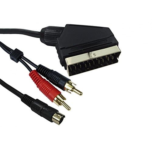 Image of Ex-Pro SCART Out to SVHS/S-VHS S-Video Input and Twin x RCA/Phono Audio Cable Lead
