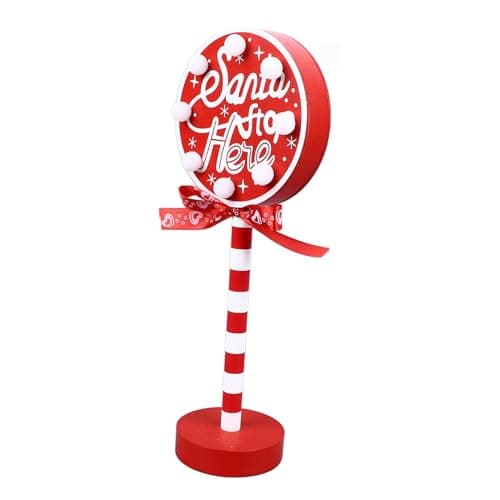 Image of Aolidsive 4.26FT LED Lighted Santa Stop Here Sign, Inflatable Outdoor Decoration with Built in LED Lights for Holiday Party Yard Garden (Round)