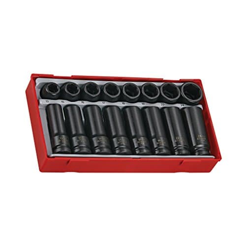 Image of Teng Tools 16 Piece 1/2 Inch Drive 6 Point Regular and Deep Impact Socket Set - TT9120D