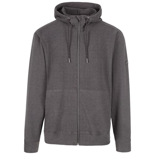 Image of Trespass Mens Long Sleeve Hoodie Full Zip 2 Pockets Hackforth Dark Grey Marl
