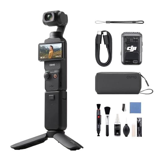 Image of DJI Osmo Pocket 3, Vlogging Camera with 1'' CMOS & 4K/120fps Video, 3-Axis Stabilization, Fast Focusing, 2" Rotatable Touchscreen, Small Video Camera (Osmo Pocket 3 Creator Combo+Cleaning Kit)