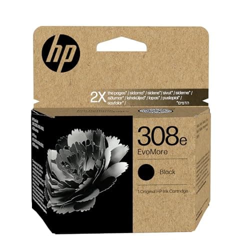 Image of HP 308e EvoMore Black Original Ink Cartridge (7FP22UE) - Works Envy 6110, 6120, 6130, 6520, 6530 series