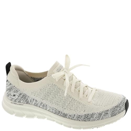 Image of Skechers Women's Pure Flex Pulse Casual Shoes, Natural & Black Knit, 5 UK