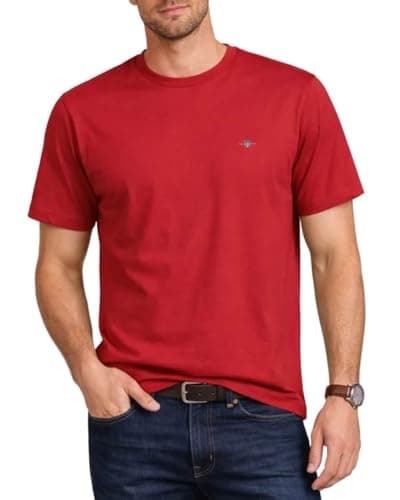 Image of GANT Men's Reg Shield Ss T-Shirt, Muted Red, XL