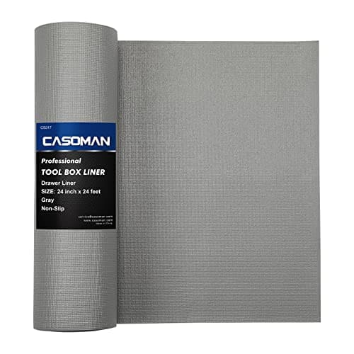 Image of CASOMAN Professional Tool Box and Drawer Liner, Grey, Easy Cut Non-Slip Foam Rubber Toolbox Drawer Liner Mat - Adjustable Thick Cabinet Liners, 24inch (Wide) X 24feet (Long)