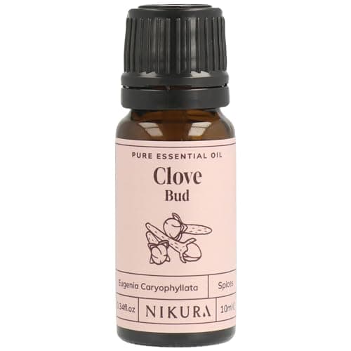 Image of Nikura Clove Essential Oil - 10ml | 100% Pure Natural Clove Bud Oil | Perfect for Aromatherapy, Diffuser for Home | Great for Self Care, Cleaning | Vegan & UK Made