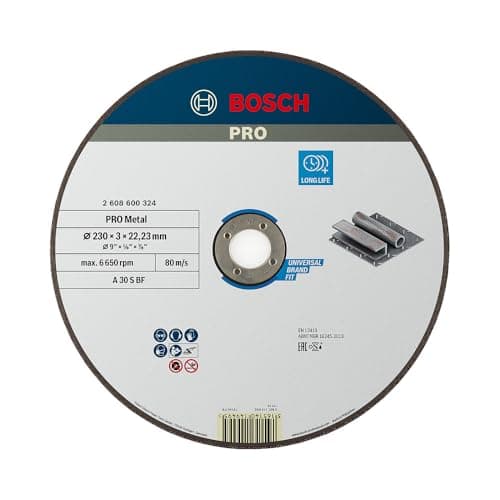 Image of Bosch 1x PRO Metal Longlife Cutting Disc for Large Angle Grinder and Bore 22.23 mm (for Steel, Ø 230 mm, Professional Accessory Large Angle Grinder)