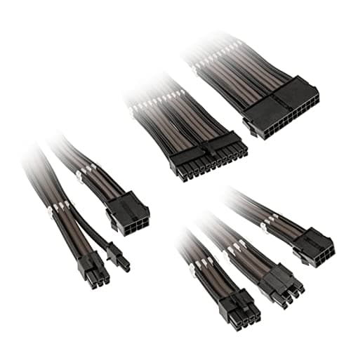 Image of Kolink Core Adept Braided Cable Extension Kit - Jet Black/Gunmetal Grey