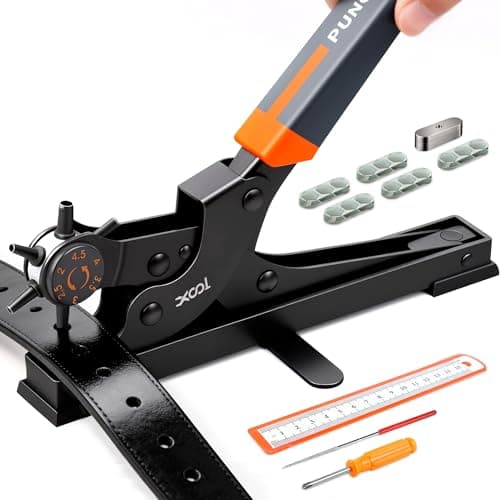 Image of XOOL Revolving Punch Plier Kit, Leather Hole Punch Set for Belts, Watch Bands, Straps, Dog Collars, Saddles, Shoes, Fabric, DIY Home or Craft Projects, Heavy Duty Rotary Puncher, Multi Hole Sizes Make