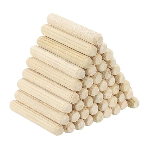 Image of PATIKIL 3/16" x 1-5/9"(5 x 40mm) Wood Dowel Pins, 60 Pack Fluted Wooden Dowel Pin Straight Groove Rods for Furniture Door Art Crafts Projects