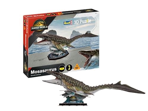 Image of Revell 3D Puzzle 00244 Jurassic World Rebirth: Mosasaurus, 83 Pieces, Highly Detailed, With Diorama Base, Officially Licensed, Fun & Easy To Build, 59cm in Length
