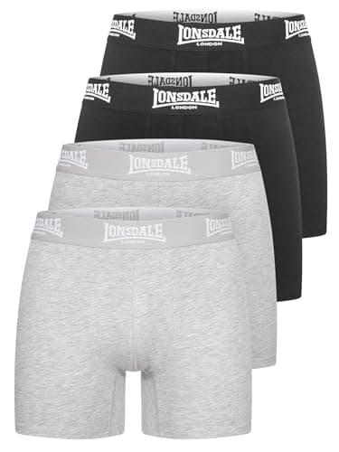 Image of Lonsdale Men's East Challow Boxer Shorts, Black/Marl Grey, M