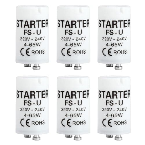 Image of INBOLM Fluorescent Light Starter,6 Pcs Starter for Fluorescent Tube 4-65 Watt Light, T8/T12 Fluorescent Tubes Lamps 220-240v Led for Strip Light Starter Starter Strip Lamps, QW160