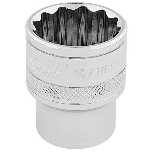 Image of Draper 33724 1/2-Inch Square Drive Polished Chrome Imperial Socket, 15/16-Inch Size, Blue