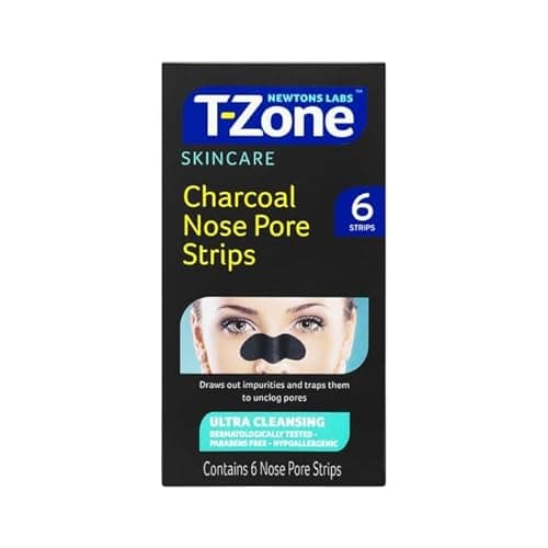 Image of T-Zone Deep Detox Charcoal Nose Pore Strips – 6 Gentle Blackhead Remover Strips for Pore Refining & Oil Control, Clear Smooth Skin (Pack of 1)