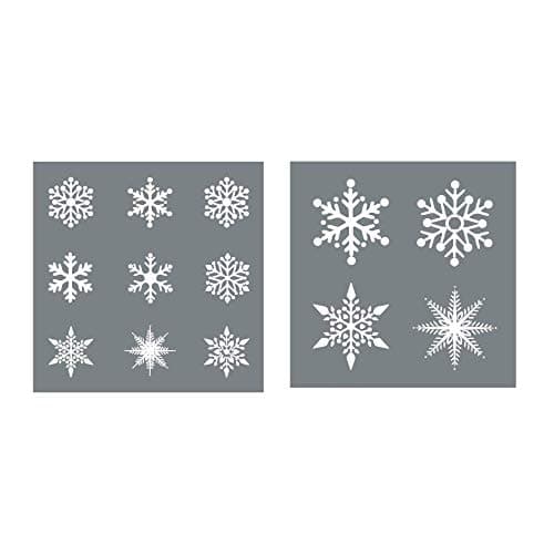 Image of Large Snowflake Stencil Set - Pack of 2 Christmas Stencils for Decorating Windows, Walls + More - Reusable Snowflake Stencils for Painting