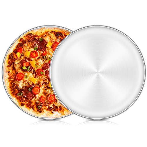 Image of HaWare Pizza Baking Tray Set of 2, 12 inch Stainless Steel Pizza Pan Oven Tray, Round Baking Sheet, Less-Stick, Non Toxic & Healthy, Heavy Duty & Dishwasher Safe