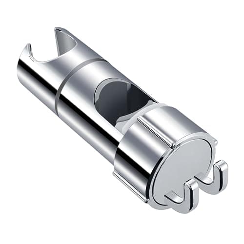 Image of Shower Head Holder, Joyoldelf Shower Holder Bracket 16-27 mm Diameter Chrome-Plated + ABS Design Hand Adjustable Shower Head Holders Replacement Easy Installation for Slide Rod with 2 Hooks