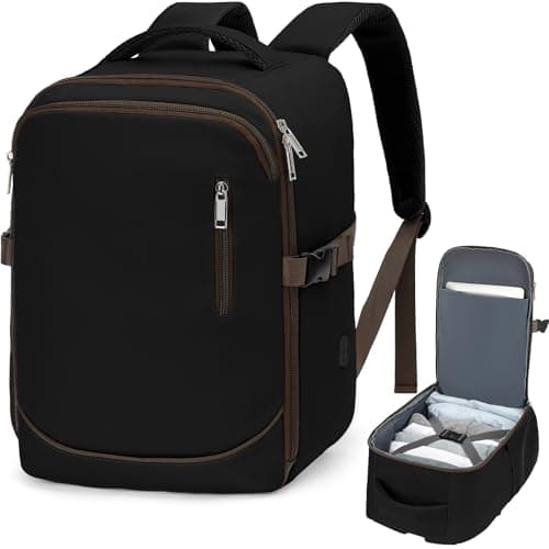 Image of Yankony British Airways Cabin Bags 55x40x20 Underseat 44L Travel Backpack Cabin Size Anti Theft Carry On Bag Water Resistant Hand Luggage for Men and Women, Black