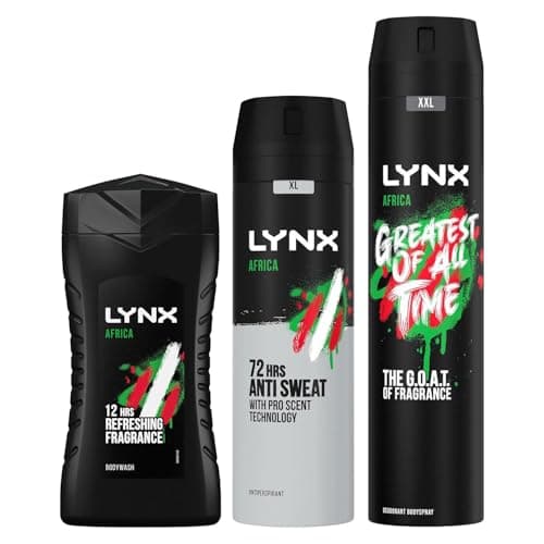 Image of Lynx Africa 3 Pack Bundle of 200ml Anti-Perspirant Aerosol, 250ml XXL Body Spray & 50ml Shower Gel Classic Masculine Scent for 48 hours of Long Lasting Freshness