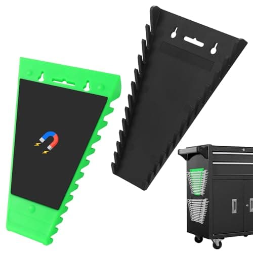 Image of Faankiton 2PCS Magnetic Wrench Organizer, Wrench Holder Tray, Wrench Rack Tool Trays, Spanner Organizer Tray 24-Slots Removable Spanner Holder Storage Rack SAE(1/4" - 1/16") and Metric (6mm-24mm)