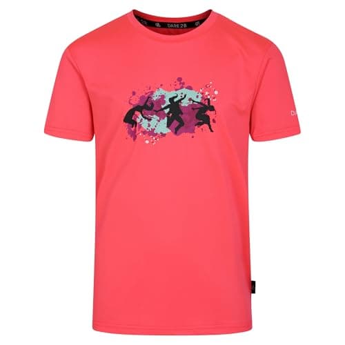 Image of Dare 2b Kids Unisex Amuse II Short Sleeve T-Shirt, Q-WIC Recycled Fabric Lightweigth and Comfy - Perfect Base Layer Tee for Outdoors Pink