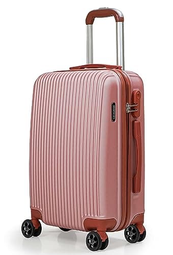Image of CALDARIUS Hardshell Cabin l Luggage | Lightweight & Secure with Combination Lock | Smooth 4 Dual Spinner Wheels | Durable Suitcases | Ideal Travel Bag & Luggage (Rose, Small)