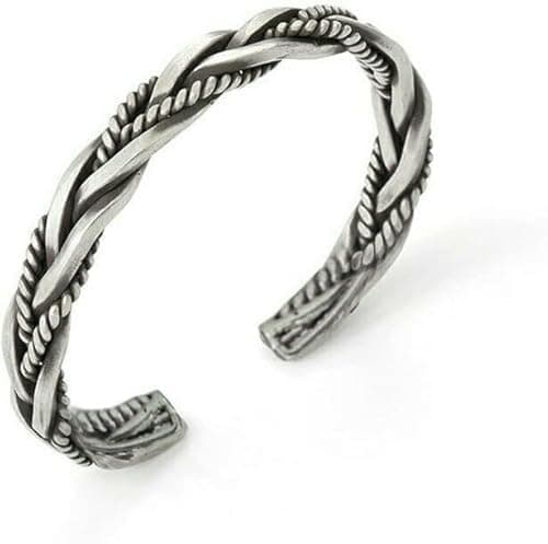 Image of KF-Premium Silver Plated Men's Bracelet - Handmade Twisted Cuff Bracelet - Adjustable Vintage Open Thai Bangle - Luxury Jewellery Gift for Men - Ideal for Birthday, Anniversary & Valentines