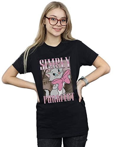 Image of Disney Women's Aristocats Marie Simply Purrfect Homage Boyfriend Fit T-Shirt Black Medium