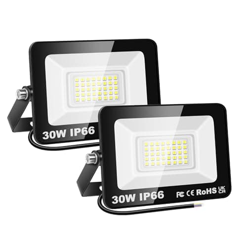 Image of PICAA 2PCS 30W LED Flood Lights Outdoor, Super Bright Security Lights, IP66 Waterproof Floodlight, Cold White (6500K) Wall Light, Perfect for Garden, Yard, Garage, Patio,Warehouse, Parking Lot
