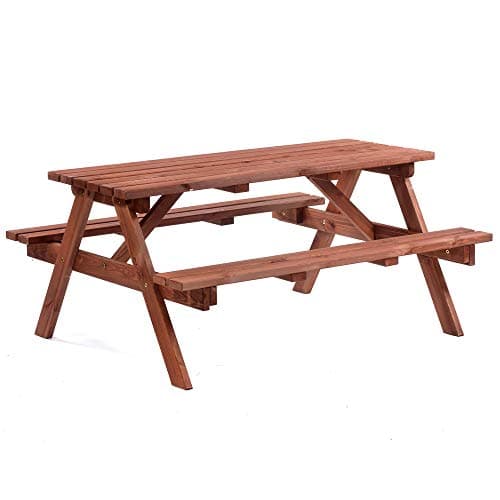 Image of BrackenStyle Chester 6 Seat Picnic Table - A Frame Pub Bench Outdoor Garden Seating - 150cm Length (Brown)
