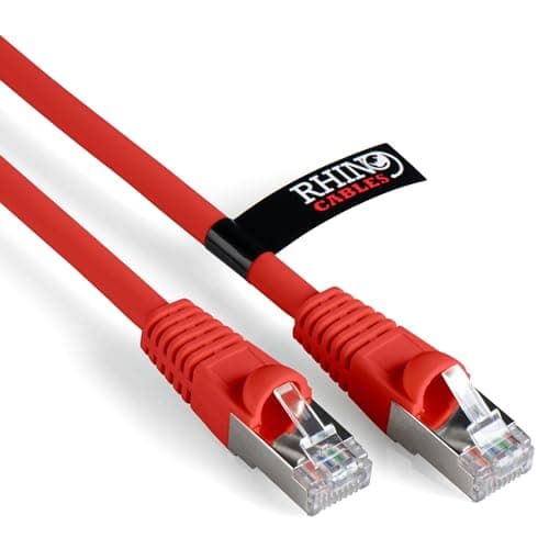 Image of rhinocables CAT 6a Ethernet Cable | 10Gbps S/FT High-Speed & Large Bandwidth Data Transfer | Reliable LAN Network RJ45 Cable | Wi-Fi Broadband Cable for Seamless Gaming & Streaming (0.25m, Red)