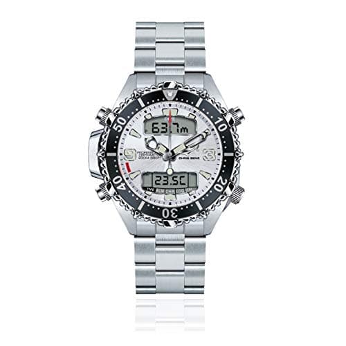 Image of Chris Benz Depthmeter Digital 200M Diving Watch with Metal Strap Shark Silver, Shark Silver, Bracelet