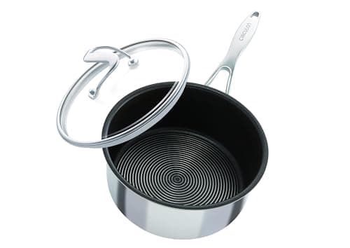 Image of Circulon SteelShield C Series Stainless Steel Saucepan 20cm / 2.8L - Induction Saucepan with Lid with Hybrid Non Stick, Metal Utensil Safe & Dishwasher Safe Cookware